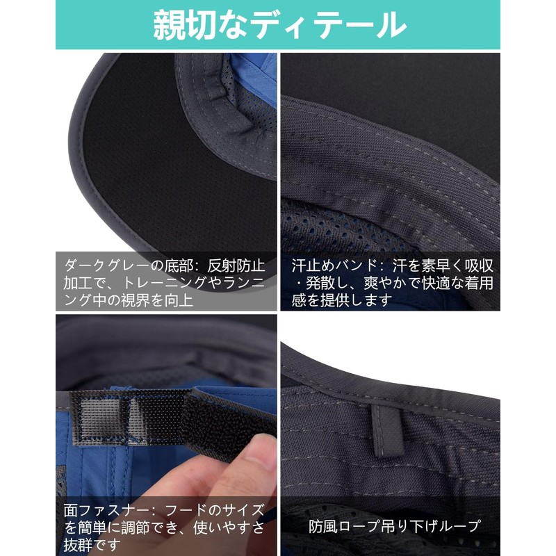 GADIEMKENSD Men's Folding Outdoor Hat, Long Brim, UV Protection, UPF