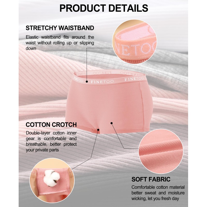 FINETOO Boyshort Underwear for Women Cotton Boxer Briefs Full Coverage