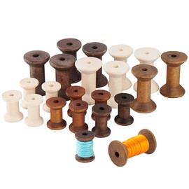 PH PandaHall 24pcs 3 Colors Wooden Spools, 1.8 1.1 inch Unfinished Wood Thread Spools Craft Spools Natural Wooden Wire Weaving Bobbins for Crafts Sewing Thread Twine Textile Wire DIY Art
