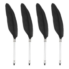 PATIKIL 4 Pcs Fluffy Vintage Ink Quill Pen Fine Plated Rod Quill Pen Calligraphy Signature Guest Wedding Gift Black