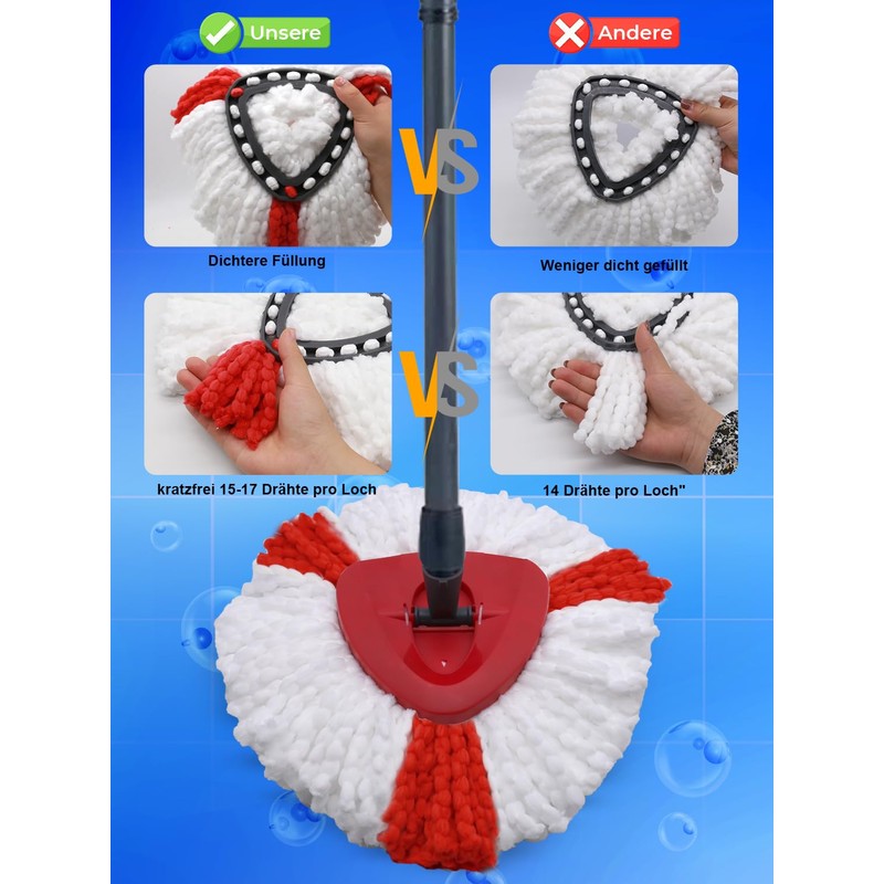 Pack of 6 Mop Heads Compatible with Vileda Turbo Mop,