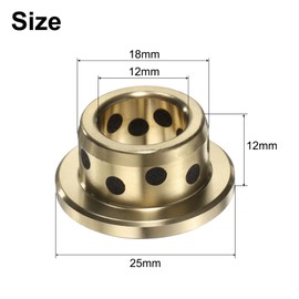 sourcing map 3pcs Flange Sleeve Bearings 12mm Bore x 18mm OD x 12mm Height, Wrapped Oilless Flange Bushings Brass Graphite, Oilless Lubricating Cast Brass Bushing