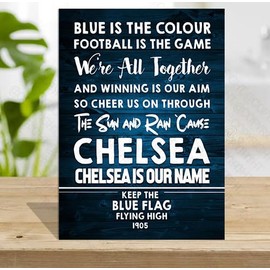 Pegasus Design Chelsea Football Song Chant, Blue is the Colour, Chelsea fan Gift Wooden Plaque