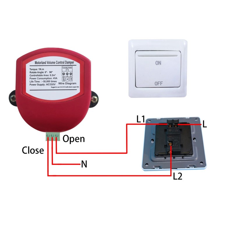 1 piece 220v - motorized damper air duct vent air