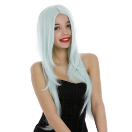 WIG ME UP - 3217-T5507 Women's Wig Very Long Layered Straight Middle Parting Green Light Green