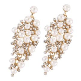 FOMIYES Elegant Pearl Dangle Earrings for Women Rhinestone Ear Studs Jewelry Stylish Faux Pearl Accessories for Parties Anniversaries Daily Wear for Friends Loved Ones