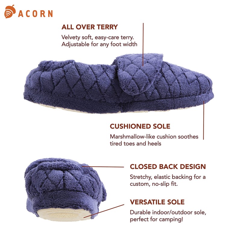 Acorn Women's Spa Wrap Slipper, Slip-on, Adjustable, Memory Foam