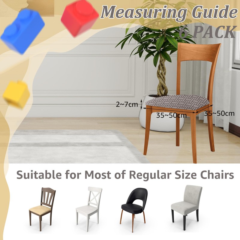 LOPYXBR Dining Chair Seat Covers Set of 6 Jacquard Dining