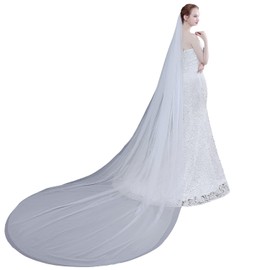 Lismyakey Bridal Wedding Veil Long bridal veil Wedding dress accessories simple double-layer soft mesh yarn with hair comb (Off-White)