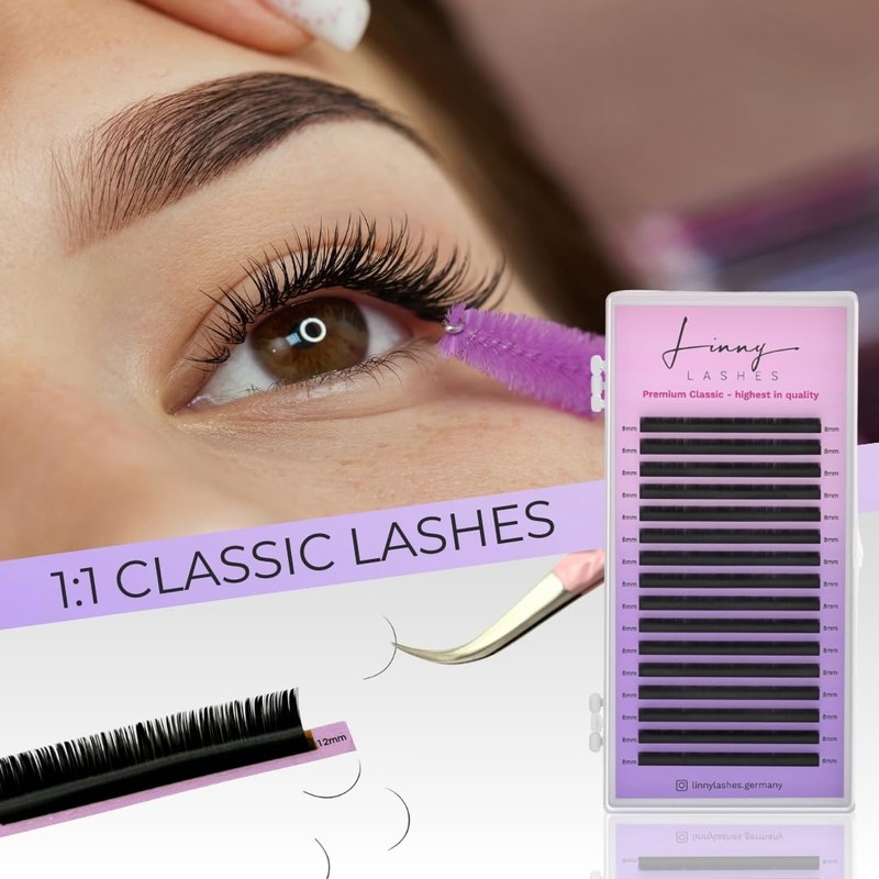 LINNY LASHES Classic Eyelash Extensions, 0.15 mm Thickness, 1:1 Individual