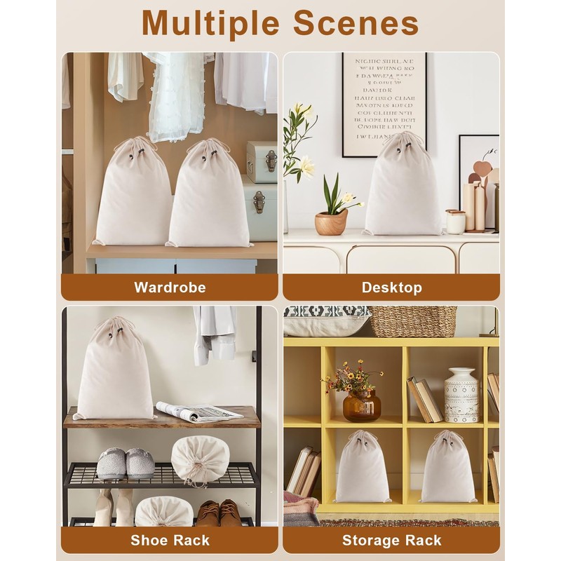 FantasyLife Shoe Bags for Travel, 2 PCS Washable Dust Bags