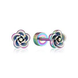 Onnzin Titanium Earrings,Hypoallergenic Rose Earrings for Sensitive Ears