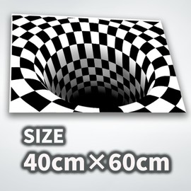 Trick Art Entrance Mat, Illusion Carpet, Rug, Carpet, Illusion, 3D, Drop Hole, Deep, Tunnel, Illusion, Rug, Anti-Slip, Mite Resistant, Floor Mat (15.7 x 23.6 inches (40 x 60 cm)