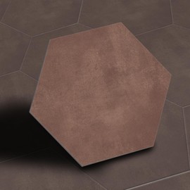 Alwayspon 24Pcs Hexagon LVT Flooring Peel and Stick LVT Tile Sticker, Waterproof Vinyl Flooring Tiles for Home Decor DIY, 9.84x11.81inch, Brownstone, T047