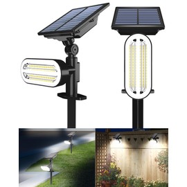 HAARAY Solar Spot Lights Outdoor, 3 Lighting Modes Landscape Spotlights, IP65 Waterproof Solar Powered Outside Lights for Garden Yard Pathway Tree Flag, Cool White, 2 Pack