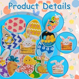 EMORBALS - 15 parches para planchar o coser conejito de Pascua para ropa, sombreros, chamarra, jeans