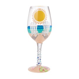 Enesco Designs by Lolita Sun on the Beach Artisan Hand-Painted Wine Glass, 15 Ounce, Multicolor