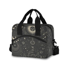 Moon And Stars Goth Insulated Lunch Bag Reusable Lunch Tote Bag Cooler Bag for Women Men Adult Lunch Box with Adjustable Shoulder Strap Leakproof Lunch Bag for Work School Picnic Camping