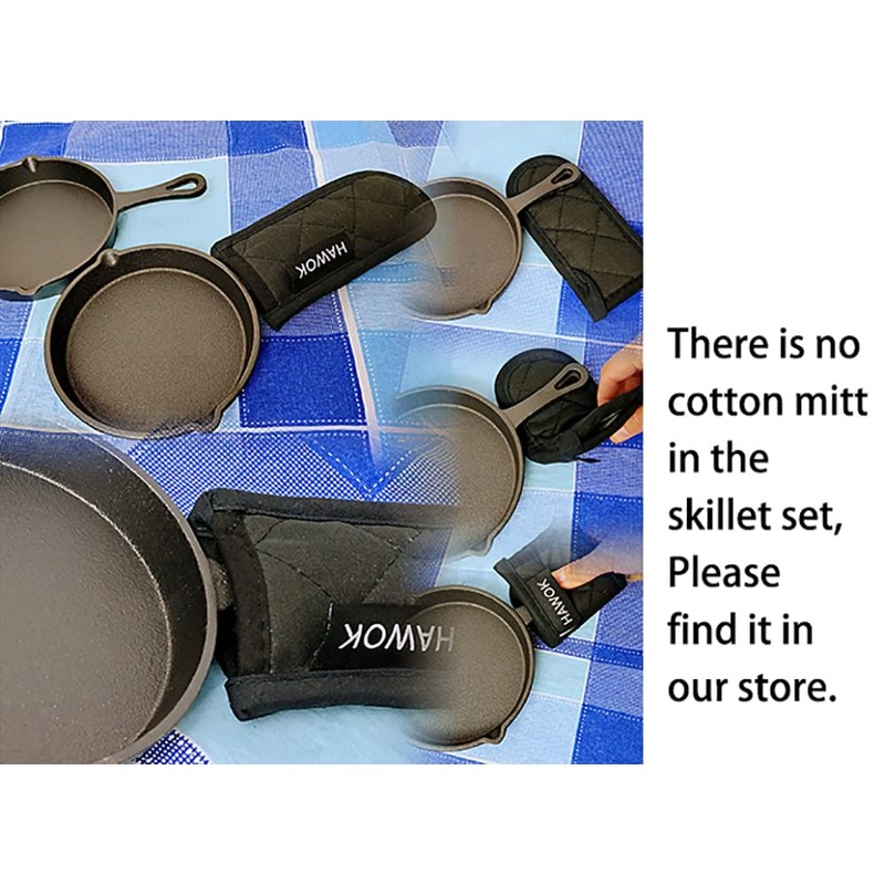 HAWOK Cast Iron Mini Skillet, Round Pan, Mini Server, DIA