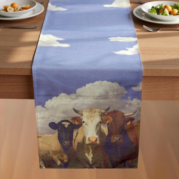 VIV CHERBL Fall Table Runner with Farmhouse Cows,Thanksgiving harvests Farmhouse