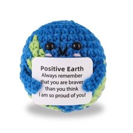 TOYMIS Positive Erde, 5,5 cm Große Positive Strickpuppe Mini Süße Gehäkelte Erdpuppe Motivierendes Strickspielzeug mit Ermutigungskarte als Geburtstagsgeschenk Party Dekoration