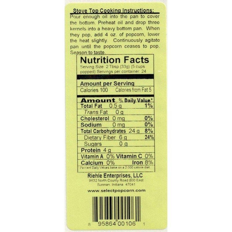 Riehle's Select Popping Corn - Hulless Baby Blue Whole Grain