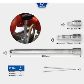 BRILLIANT TOOLS BT022913 1/2 Inch Swivel Extension 250 mm [Powered by KS Tools]