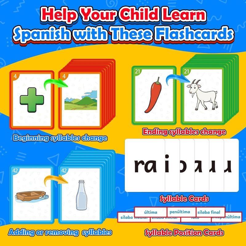 Torlam Spanish Learning Word Building Pocket Chart, Spanish Vocabulary Games