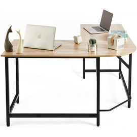 Toppay 55-inch L Shaped Computer Desk Spaces Saving Gaming Desk Home Office Study Writing Table Workstation for Corner (Natural)