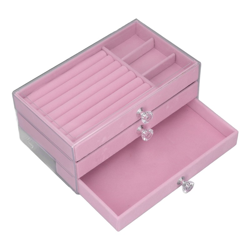 Acrylic Jewelry Organizer 3 Drawers Storage Box Transparent Jewelry Display
