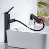 HANLIAN Single Handle Pull Out Bathroom Vessel Sink Faucet with