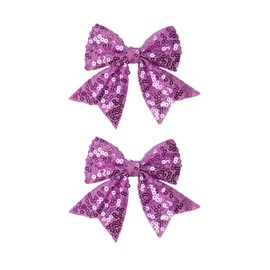 Koolgil 3-inch Sequined Bow Hair Clips For Baby Girls, Toddler, Kids and Young Women Birthday Party Wedding Christmas Occasions Pet Accessories Set of 2 (Purple)