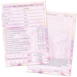 Nail Care Client Cards A6 Size - Salon and Therapist Customer Consultation Record - Treatment Services Essentials - Profile and Recording Forms - Beauty Stationery - 105x148mm - Pack of 50