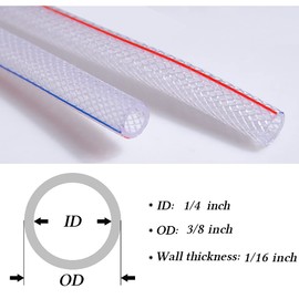 QuQuyi 1/4" ID x 3/8" OD Soft Braided PVC Tubing, Clear Flexible PVC Tube Vinyl Hose Water Oil Winter antifreeze & Soft for Four Seasons (3.3Ft length)