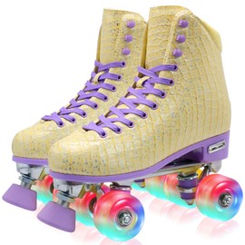 WELLWON Roller Skate for Women and Girls, High-top Double Row-Classic Rollerskates Size 8, Indoor Outdoor Roller Skate Shoes for Beginner Ladies