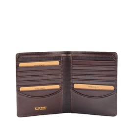 A1 FASHION GOODS Mens Real Leather Breast Pocket Wallet Bifold Coat Purse Cash Cards RFID Safe Sorell (Brown)