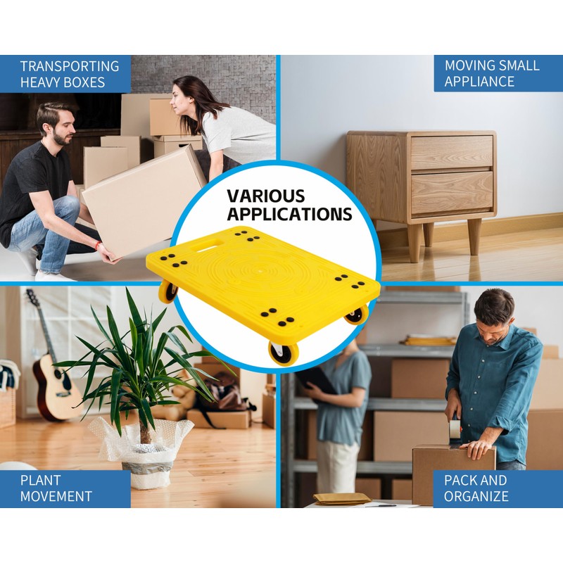 MaxWorks 50840 High Visibility Yellow 300-lb Capacity Movers Dolly with