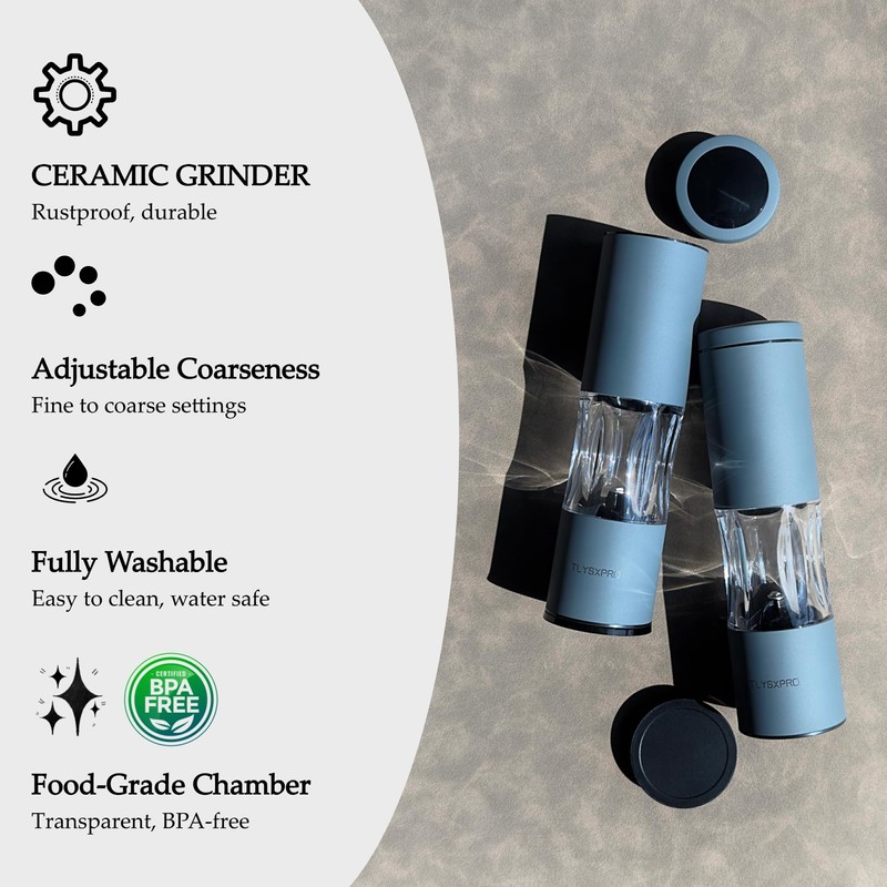 Salt and Pepper Grinder Set with Adjustable Coarseness | Manual