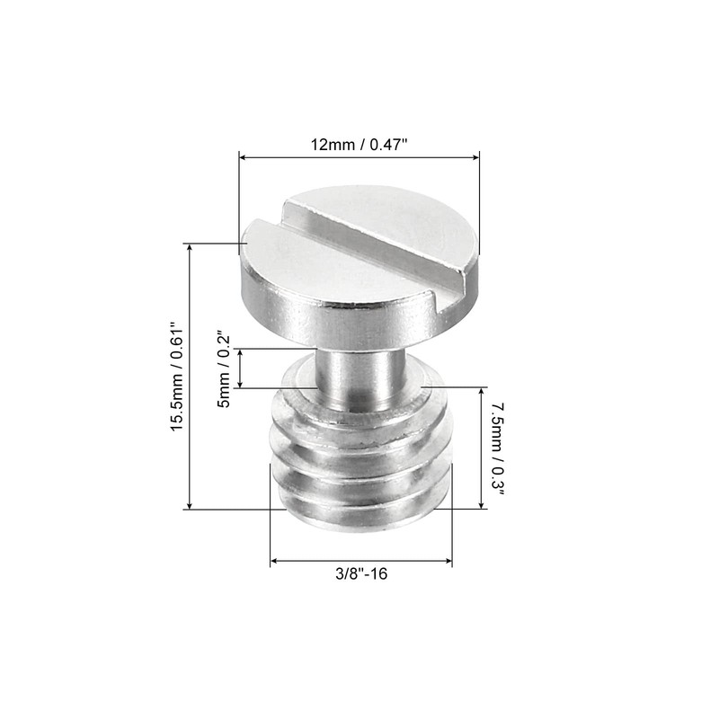 PATIKIL 3/8"-16 Thread 15.5mm Length Camera Quick Release Screw Tripod
