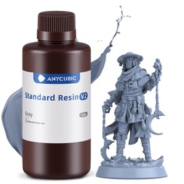 ANYCUBIC Standard Resin V2 500 g, 3D Printer Resin, 405nm LCD SLA Rapid UV Curing Resin, High Precision and Fast Photopolymer Resin for LCD/DLP/SLA 3D Printing, Grey