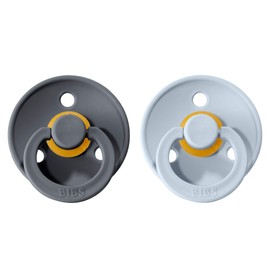 BIBS Pacifiers | Natural Rubber Baby Pacifier | Set of 2 BPA-Free Soothers | Made in Denmark | Baby Blue/Iron | Size 0-6 Months