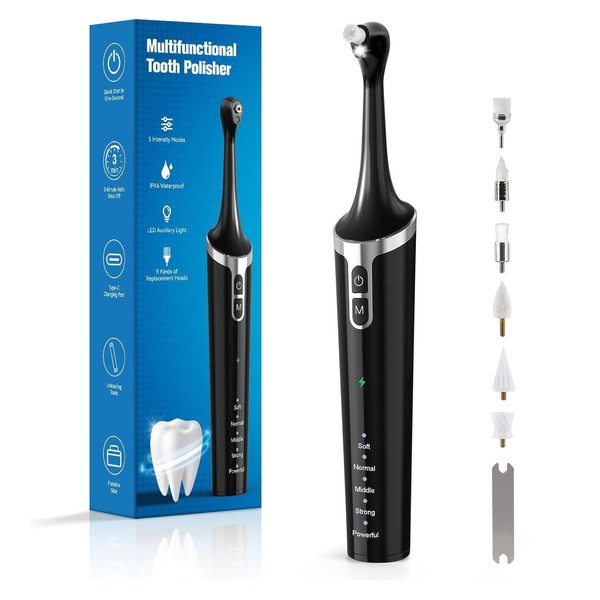 Tooth Polisher, Rechargeable Tooth Whitening Kit for Teeth Cleaning and