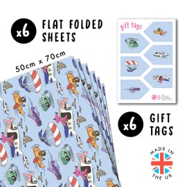 CENTRAL 23 Blue Wrapping Paper - Skydiving Plane - 6 Sheets Purple Gift Wrap For Birthday Christmas Easter All Occasion Baby Shower - Includes Tags - Cute Giftwraps For Girls Women Mom Friends