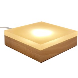 Highawk Illuminated Exhibition Stand, LED Display Light, Atmosphere, USB Type, Lamp Base, 3 Colors, Spotlight, Stand, Interior, Dimmable (Square / Side Length 3.9 inches (10 cm)