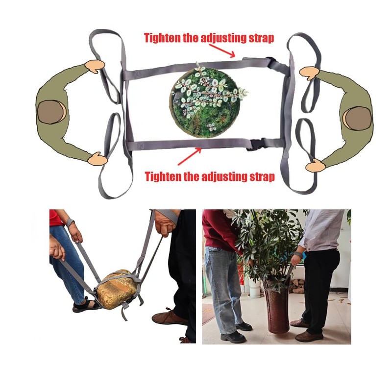 Potted Plant Mover and Lifting Straps for Garden, Landscaping Lifting