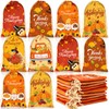 24 Pcs Thanksgiving Gift Bags with Drawstring Canvas Party Favor
