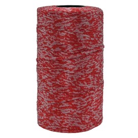 Tsuisho 3mm x 218 Yards Flat Polyester Ribbon Yarn for Knitting and Crochet, Polypropylene Macrame Cord for Sun Hats, Bags, Purses, Shoes, Mat, DIY Crafts, Decorative Projects-Red Mixed White