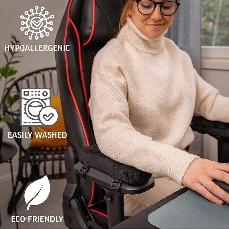 2Pc Memory Foam Armrest Cushions Support Elbow Arm Rest Cover