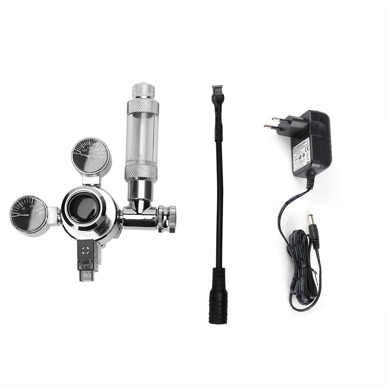 Stainless Steel Aquarium CO2 Bubble Regulator Electromagnetic Water Plants Cylinder