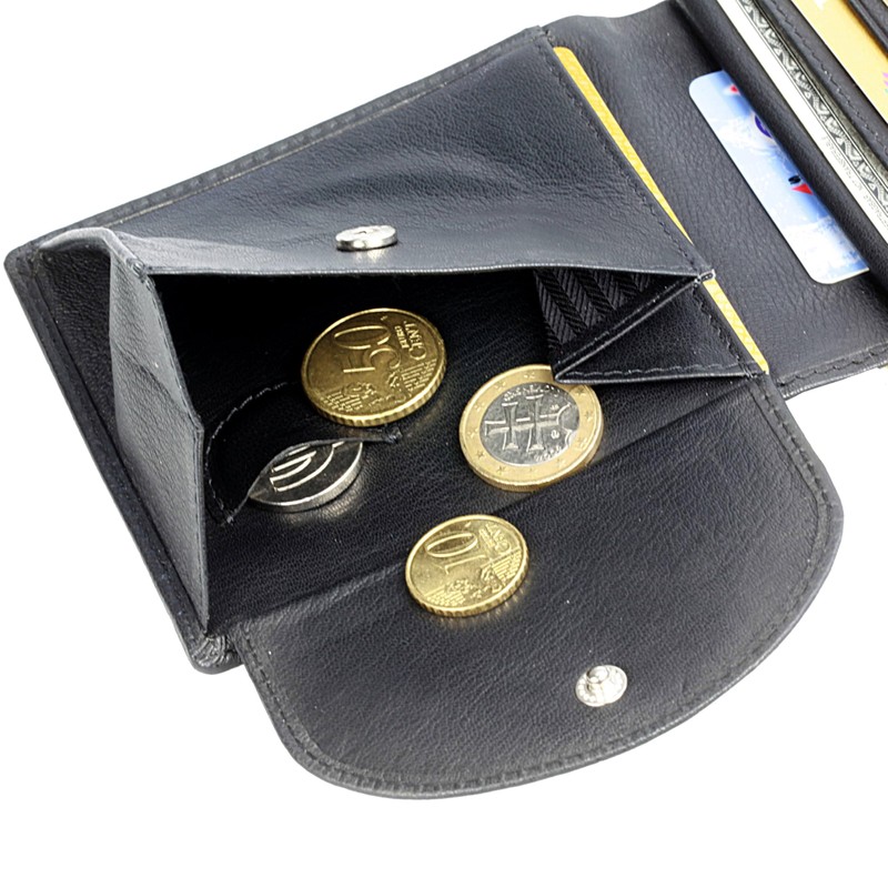 Hans Kniebes Men's Leather Wallet, Flat Wallet in Landscape Format